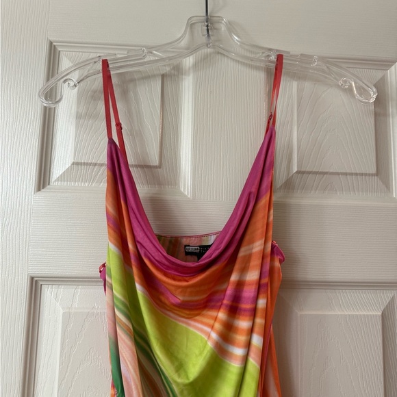 AFRM Palmetto Multicolor Striped Cowl Neck Mini Dress NWOT Small S - Picture 5 of 9